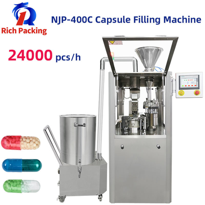 Máquina de enchimento de cápsulas de gelatina em pó 24000 unidades por hora Máquina de enchimento de cápsulas